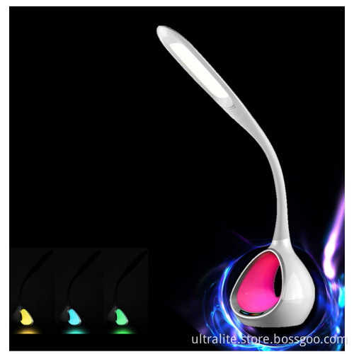 Goose Neck Arm Led Lamp With Rgb Night Light 2 Usb Port 5Level Dimming Adjust